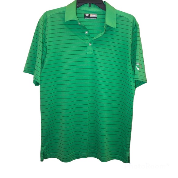Callaway Opti Dri Striped Short Sleve Polo Golf Shirt Green Medium‎ - Picture 1 of 5